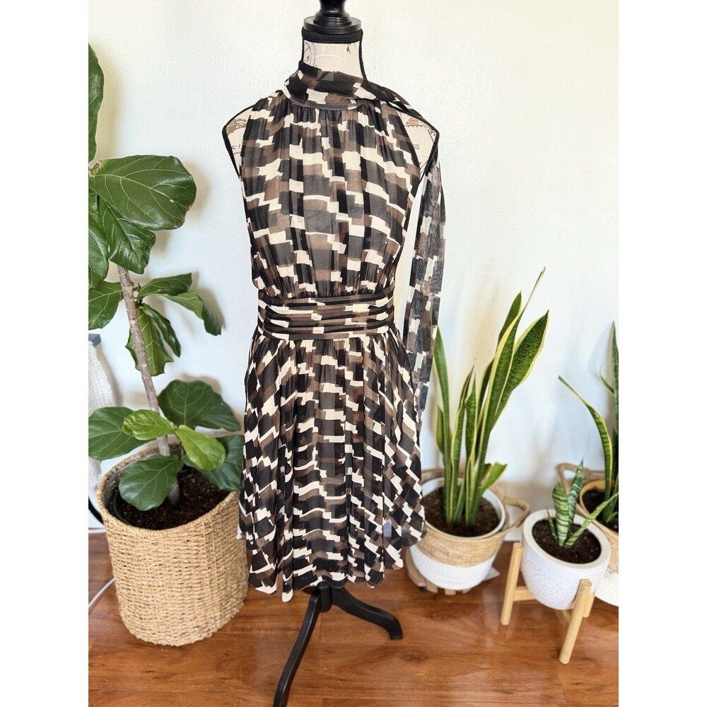 Banana Republic Women's Geometric Halter A-Line Knee Chiffon Dress Size 4